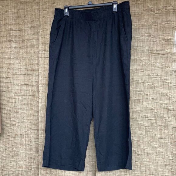 Old Navy linen rayon black wide leg pants - Picture 1 of 5